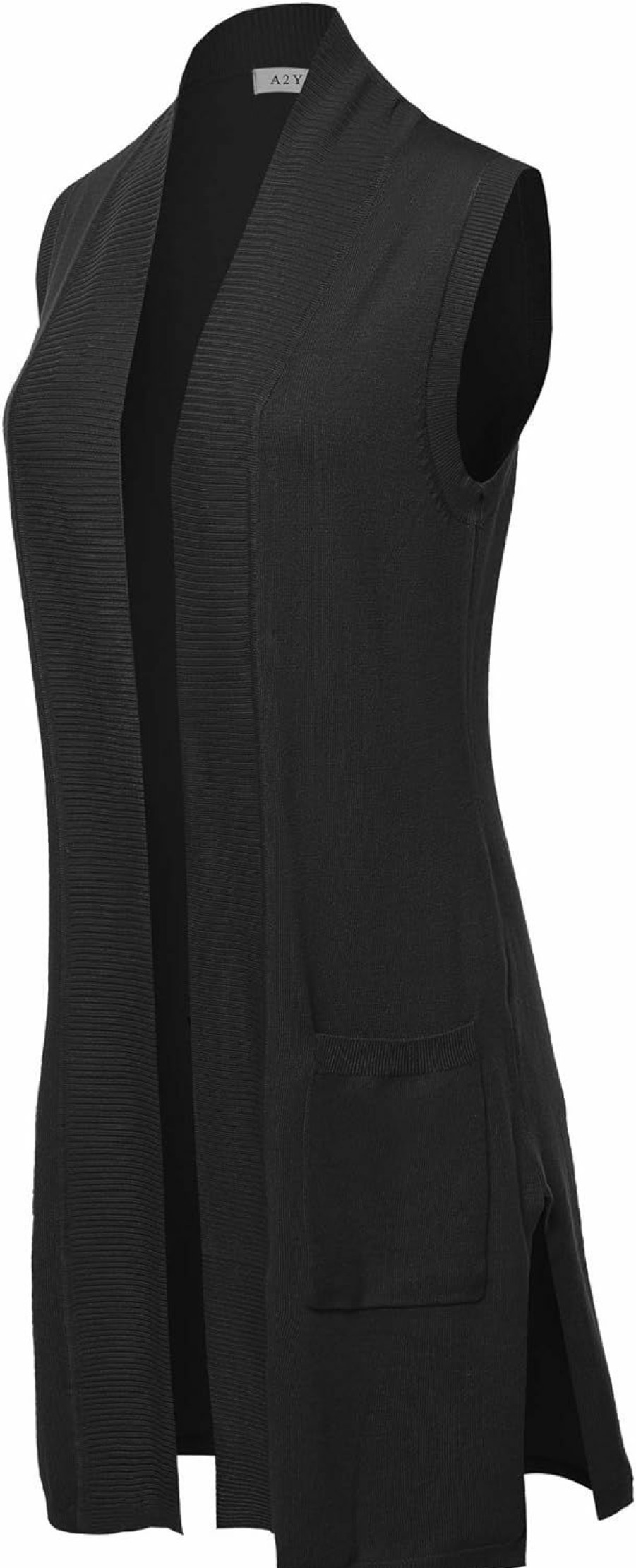 Sweaters | A2Y A2Y Women'S Open Front Sleeveless Draped Side Pockets Vest Knit Sweater