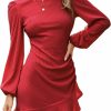 Sweaters | Byinns Byinns Women'S 2024 Long Sleeve Bodycon Mini Dress Round Neck Knit Ruffle Ribbed Cocktail Party Sexy Dresses