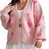 Sweaters | MakeMeChic Makemechic Women'S Plus Size Graphic Print Button Front V Neck Cardigan Sweater