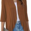 Sweaters | Bluetime Bluetime Women'S Casual Lightweight Open Front Cardigans Soft Draped Ruffles 3/4 Sleeve Cardigan (S-3Xl)