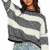 Sweaters | ZAFUL Zaful Women'S Fall Winter Color Block Striped Sweater Crew Neck Sweaters Casual Loose Knitted Sweater