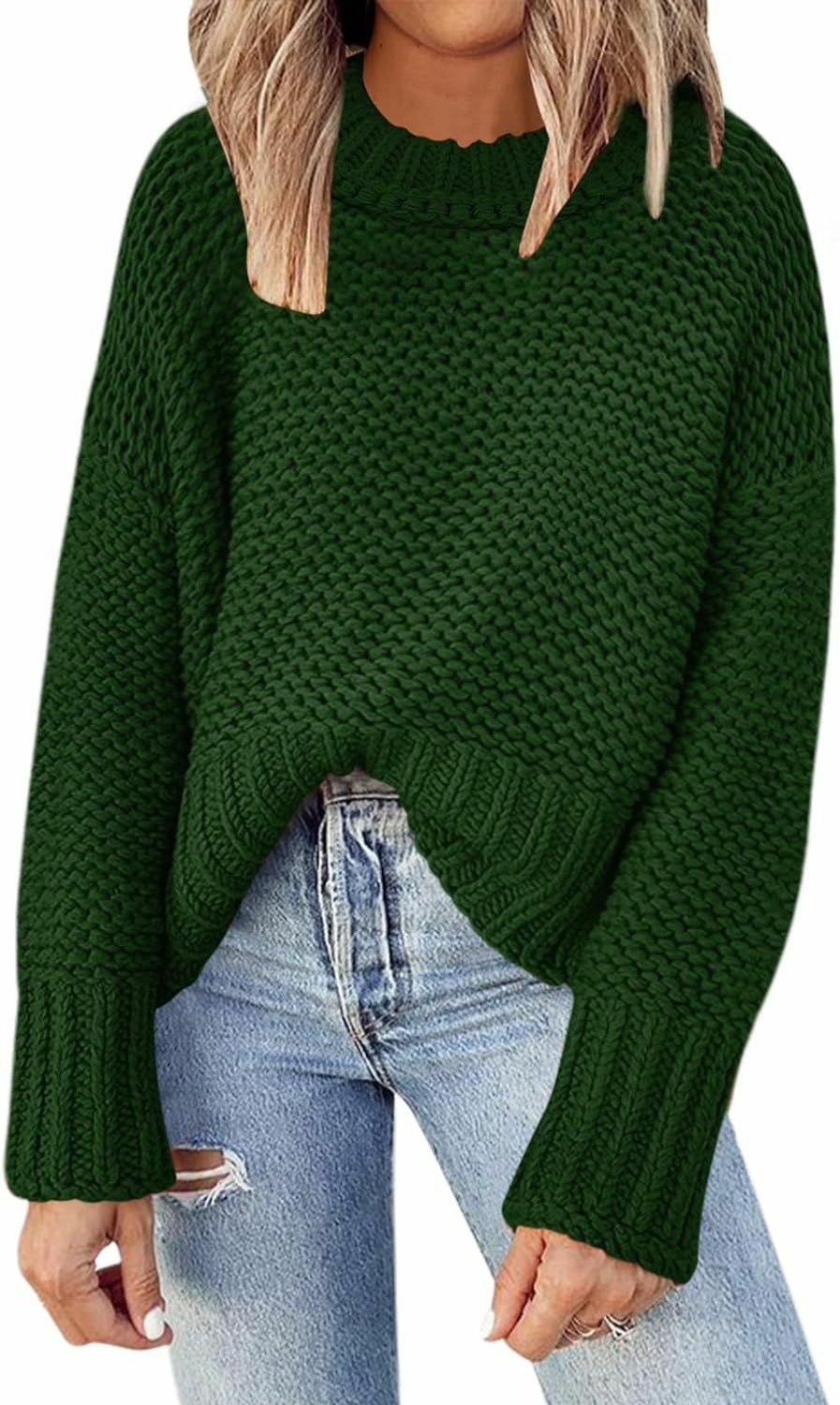 Sweaters | DEEP SELF Deep Self Women'S Crewneck Chunky Knit Sweater Batwing Long Sleeve Loose Fall Solid Pullover Sweaters Tops