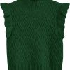 Sweaters | MISSACTIVER Missactiver Women'S Ruffle Armhole Solid Sweater Vest Casual Mock Neck Sleeveless Knitted Sweater Streetwear