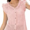 Sweaters | GRACE KARIN Grace Karin Crochet Cropped Cardigan Sweater Vest Ruffle Sleeve Lace Button Up Lightweight Bolero Shrugs For Dress Top 2024