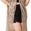 Sweaters | COZYEASE Cozyease Women'S Plus Size Lace Fringe Trim Cover Up Short Sleeve Open Front Long Beach Kimono Cardigan For Swimwear