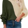 Sweaters | Clarisbelle Clarisbelle Women Winter Pullover Chunky Plaid Turtleneck Color Block Batwing Sleeve Knit Sweater