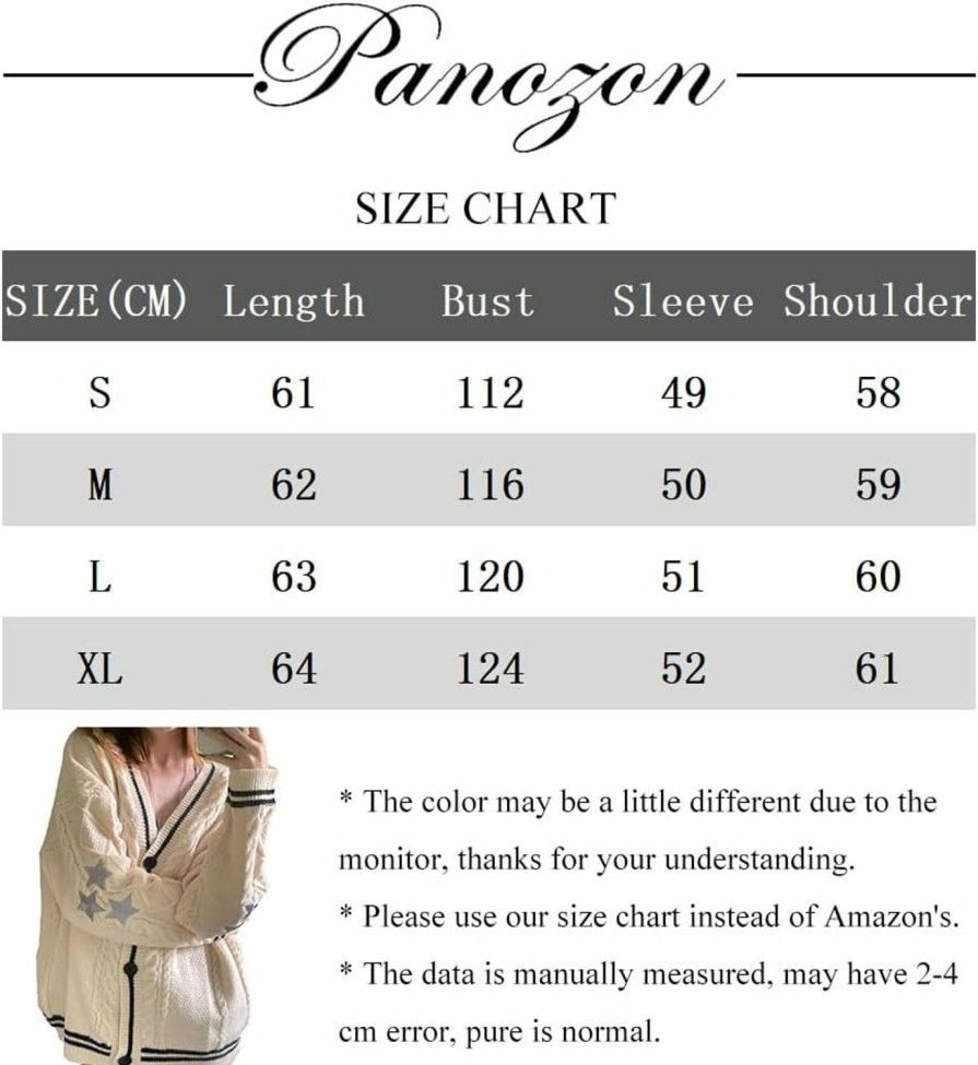 Sweaters | PANOZON Women'S Cardigan Sweater V-Neck Button Down Star Pattern Long Sleeve Knitted Loose Coat