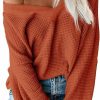 Sweaters | ReachMe Reachme Womens Oversized Off The Shoulder Tops Long Sleeve Waffle Knit Shirt Drop Shoulder Sweater Top