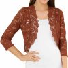 Sweaters | Allegra K Allegra K Women'S Elegant 3/4 Sleeve Sheer Floral Lace Shrug Top