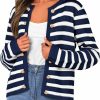 Sweaters | PRETTYGARDEN Prettygarden Women'S Striped Cardigan Sweaters Ribbed Knit Long Sleeve Open Front Crewneck Casual Jackets