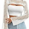 Sweaters | Mincib Womens Crochet Shrug Y2K Hollow Out Bolero Shrug See Through Cropped Knit Sweater Top