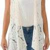 Sweaters | WESURE Women'S Crochet Lace Vest Boho Sleeveless Kimono Irregular Hem Cardigan