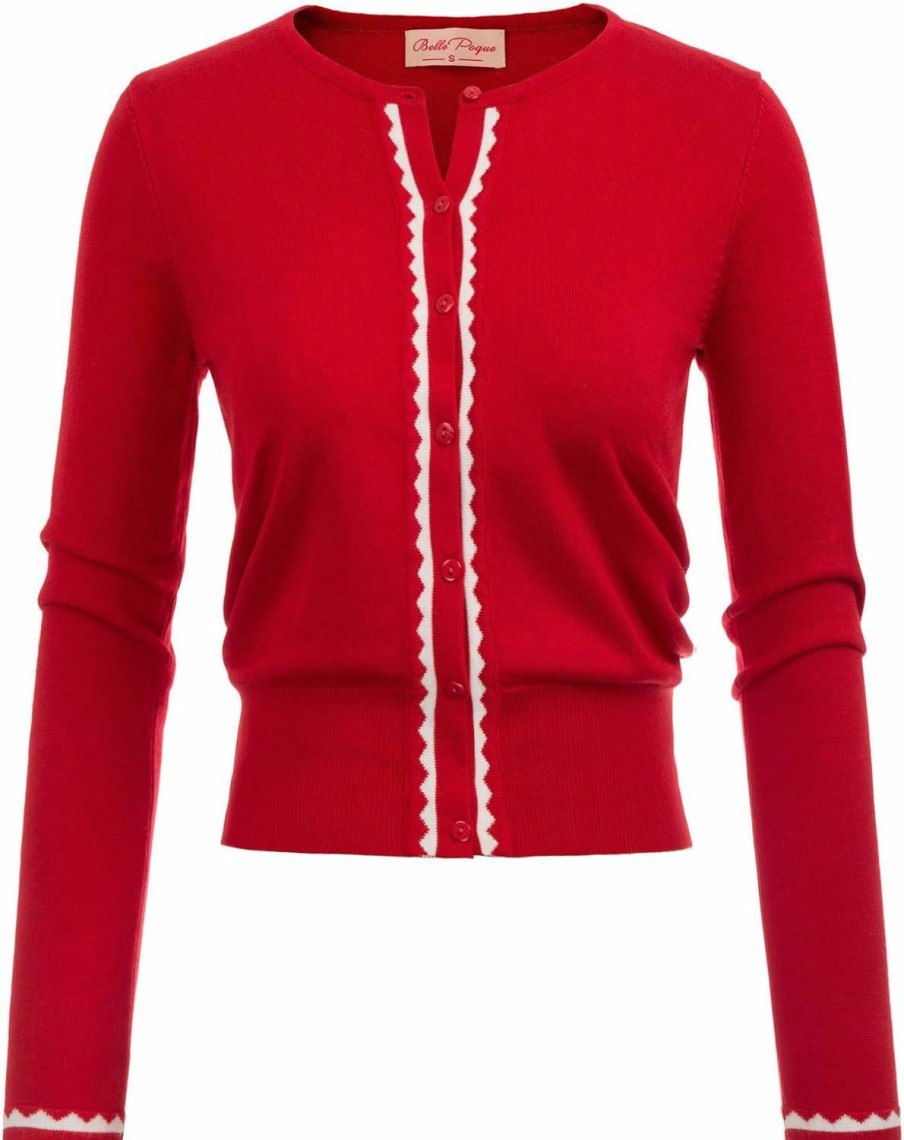 Sweaters | Belle Poque Women Button Knit Cardigan Contrast Color Long Sleeve Shrug Bp779