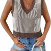 Sweaters | Saodimallsu Saodimallsu Women'S Sleeveless Knit Sweater Vest Striped V Neck Summer Tank Tops Trendy Pullover Knitwear