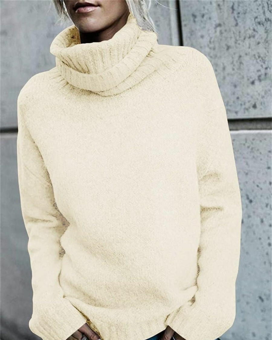 Sweaters | FISACE Fisace Womens Oversized Turtleneck Pullover Sweater Cable Knit Long Sleeve Jumper Tops