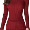 Sweaters | v28 V28 Mock Neck Ribbed Sweaters For Women Cute Sexy Knitted Warm Fitted Fashion Pullover Sweater