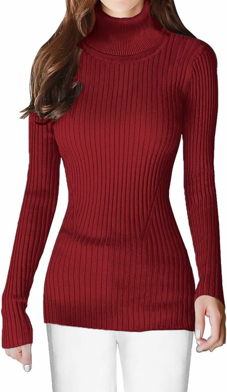 Sweaters | v28 V28 Mock Neck Ribbed Sweaters For Women Cute Sexy Knitted Warm Fitted Fashion Pullover Sweater