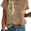 Sweaters | KIRUNDO Kirundo Womens Spring Cap Sleeve Tops 2024 Summer Casual Crew Neck Lightweight Sweater Vest Ribbed Knit Pullover