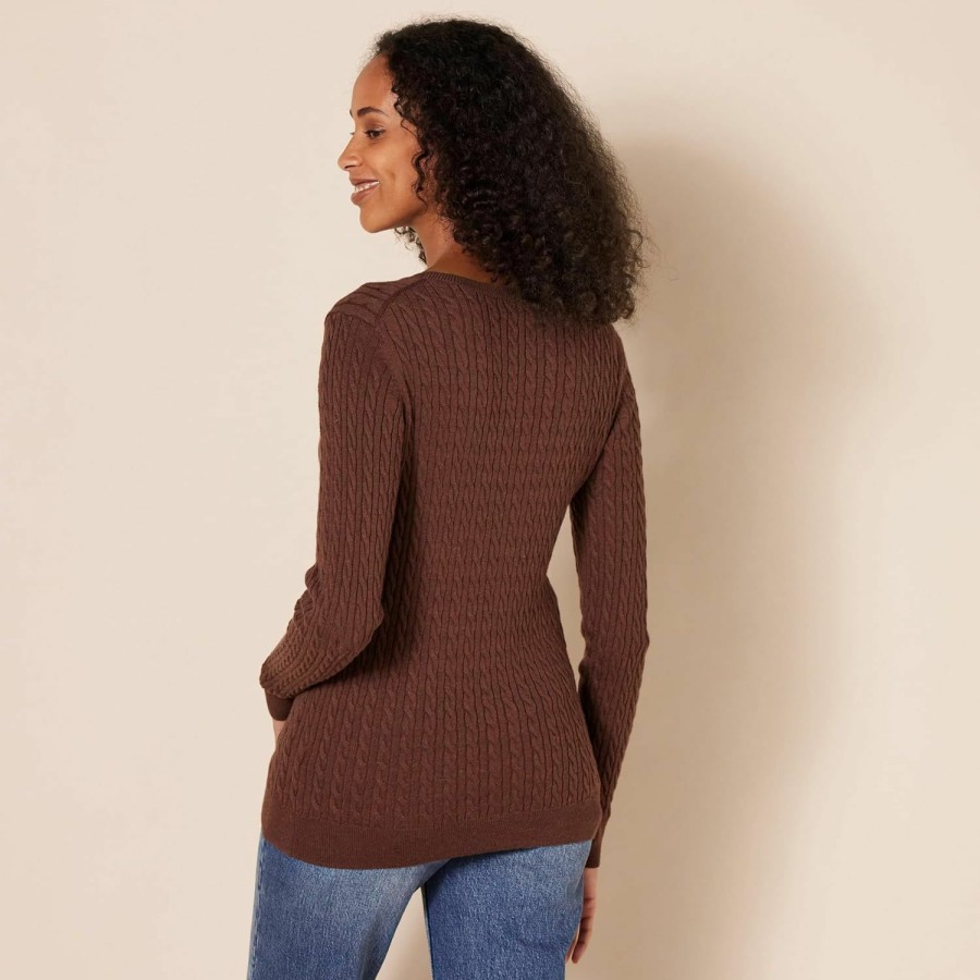 Sweaters | Amazon Essentials Amazon Essentials Women'S Lightweight Long-Sleeve Cable Crewneck Sweater (Available In Plus Size)