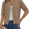 Sweaters | Arach&Cloz Arach&Cloz Womens Spring Summer 2024 Cardigan Sweaters Short Sleeve Button Crochet Knit Shrugs Fashion Tops