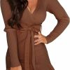 Sweaters | VIMPUNEC Vimpunec Fall Tie Waist Sweater Dress Elegant V Neck Wrap Sweater Dress Knit Mini Sweater Dress