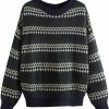 Sweaters | MakeMeChic Makemechic Women'S Plus Size Argyle Print Long Sleeve Vintage Pullover Sweater