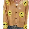 Sweaters | chouyatou Chouyatou Women'S Loose-Fit Smile Face Jacquard Knitted Cardigan Sweater Jacket