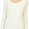 Sweaters | State Cashmere State Cashmere Women'S Easy V-Neck Ribbed Sweater 100% Pure Cashmere 3/4 Sleeve Pullover