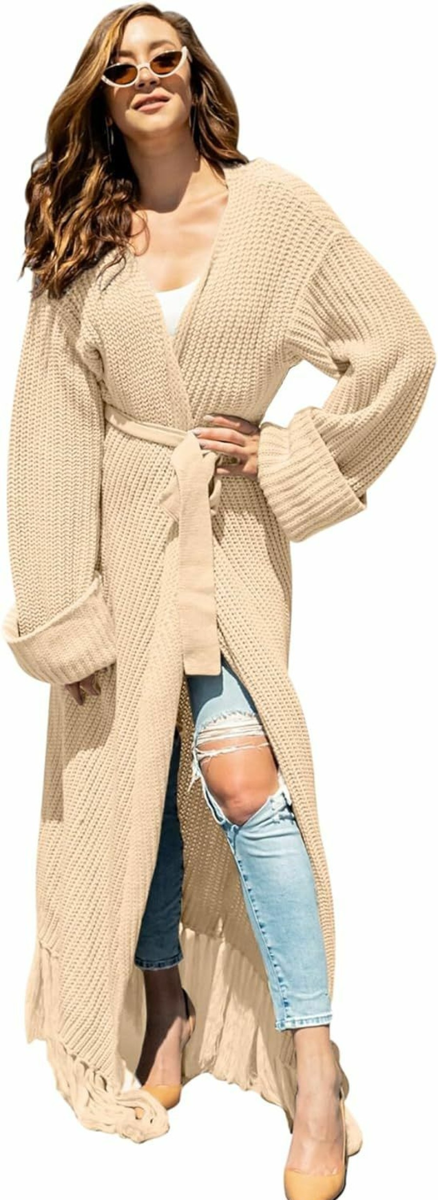 Sweaters | BlaQ Vault Women'S Floor Length Open Front Knit Cardigan Dress - Long Sleeve Maxi Dress - Cardigan For Women