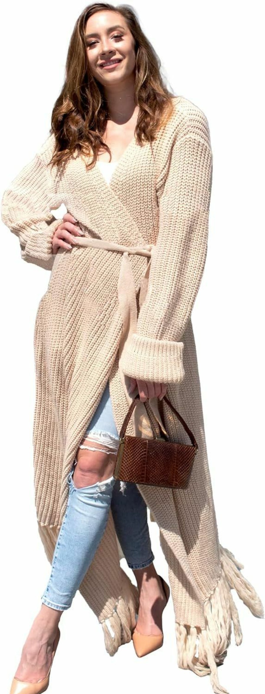 Sweaters | BlaQ Vault Women'S Floor Length Open Front Knit Cardigan Dress - Long Sleeve Maxi Dress - Cardigan For Women