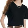 Sweaters | GOELIA 100% Pure Wool Women Summer Tops Trendy Crew Neck Short Sleeve Front Pocket Loose Fit Knit Pullover Sweaters Workout