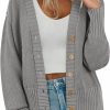 Sweaters | Caracilia Caracilia Women Cardigan Sweater Fall Winter Oversized Open Front Long Sleeve Jacket Button V Neck Knit Coat Trendy Clothes