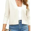 Sweaters | Stiehiok Women'S Cropped Cardigan Sweater 3/4 Sleeve Open Front Bolero Shrug Sweaters Soft Cotton Knit Jacket Top