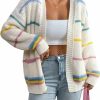 Sweaters | SHENHE Shenhe Women'S Open Front Colorful Striped Drop Shoulder Oversized Cardigan Sweater