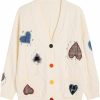 Sweaters | FindThy Findthy Women'S Embroidered Heart Cardigan Sweater Button-Down Knitted Graphic Cardigan Coat Y2K Sweater With Pockets