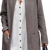 Sweaters | Angashion Angashion Women'S Coat, Long Sleeve Stand Collar Cardigan Mid-Long Open Front Outwear Overcoat With Zipper Pockets