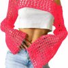 Sweaters | PICPUNMAK Picpunmak Women Grunge Crochet Knit See Through Crop Tops Cover Up Shrug Long Sleeve Crew Neck Casual Cropped Smock Top