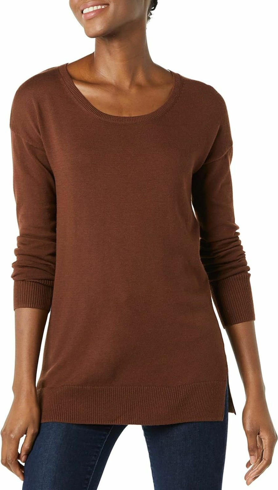 Sweaters | Amazon Essentials Amazon Essentials Women'S Lightweight Long-Sleeve Scoop-Neck Tunic Sweater (Available In Plus Size)