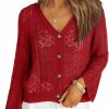 Sweaters | Dokotoo Dokotoo Womens Sweater 2024 Trendy Long Sleeve Cropped Cardigan Sweaters Crochet V Neck Button Down Knit Tops