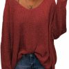 Sweaters | BZB Bzb Women'S V Neck Long Sleeve Knit Loose Oversized Pullover Sweater