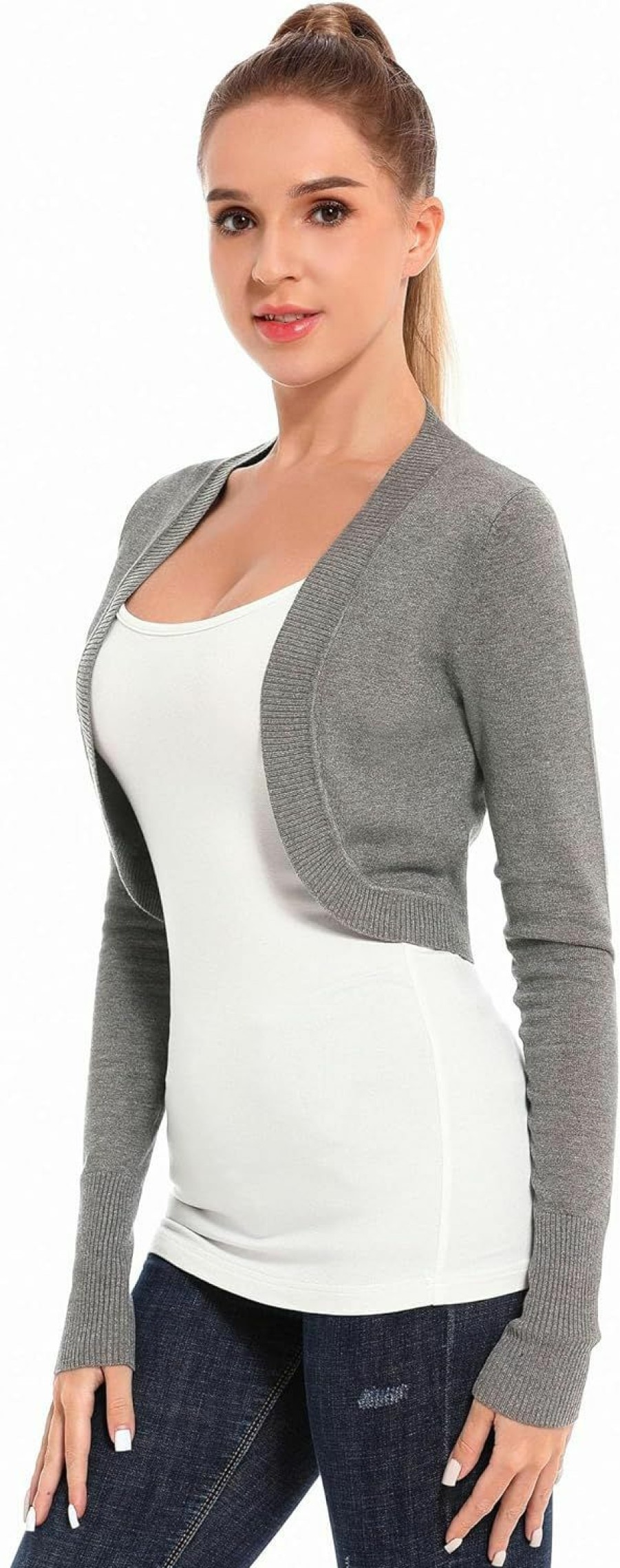 Sweaters | AmelieBoutik Amelieboutik Women Long Sleeve Light Knit Bolero Shrug Cardigan