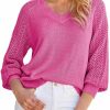 Sweaters | Dokotoo Dokotoo Women'S Casual V-Neck Long Sleeve Sweaters Solid Color Pullover Knit Sweater Jumper Tops