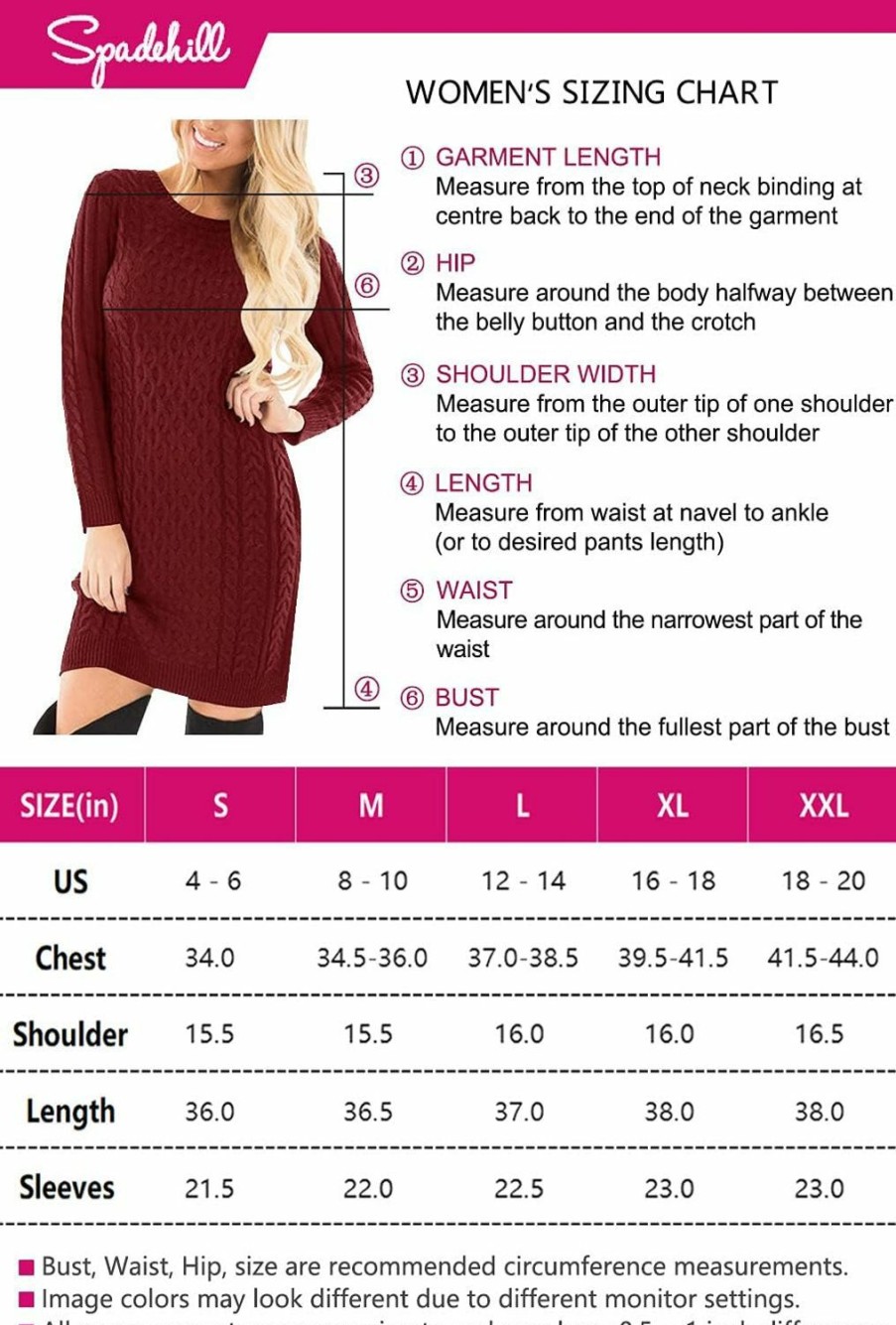 Sweaters | Spadehill Spadehill Womens Cable Knit Long Sleeve Winter Sweater Dress