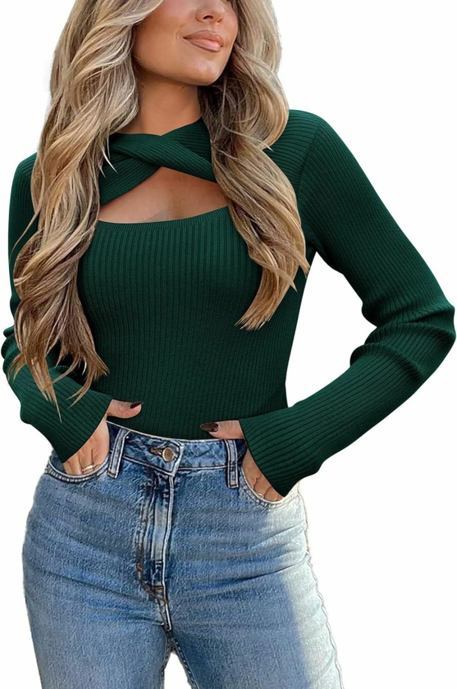 Sweaters | Zeagoo Zeagoo Sweaters For Women 2024 Knit Trendy Long Sleeve Lightweight Slim Fit Pullover Cutout Tops S-Xxl