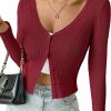 Sweaters | SHENHE Shenhe Women'S Ribbed Knit Button Down V Neck Lightweight Cropped Cardigan Sweater