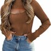 Sweaters | PRETTYGARDEN Prettygarden Women'S 2024 Fashion Fall Clothes 2 Piece Cutout Tops Long Sleeve Mock Neck Rib Knit Winter Pullover Sweater