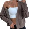 Sweaters | Verdusa Verdusa Women'S Open Front Long Sleeve Knitted Crop Sweater Cardigan With Pocket