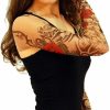 Sweaters | Wild Rose Tattoo Clothing Wild Rose Ladies Tattoo Sleeve Shrug Connected Mesh Sleeves, Flamenco Red Rose