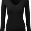 Sweaters | JJ Perfection Jj Perfection Simple V-Neck Long Sleeve Pullover Essential Casual Soft Knit Fitted Sweaters For Womens Clothes With Plus Size