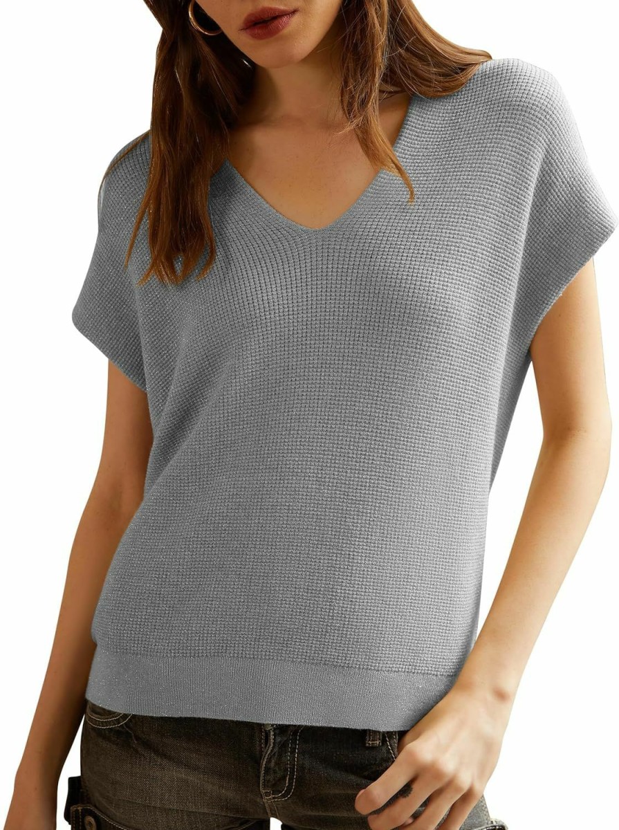 Sweaters | IFUROL Women'S Cap Sleeve Sweater Vest Casual V-Neck Knit Lightweight Sweater Top